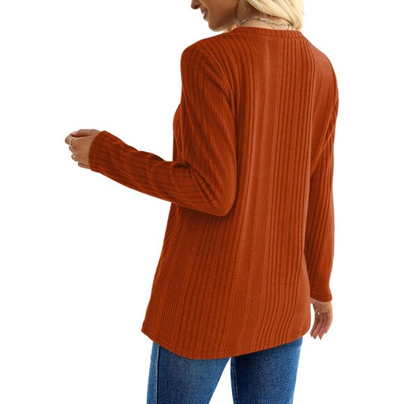 Long Sleeve Tops for Women Tunics Buttons Front Slit - Picture 4 of 4